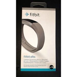 Fitbit Large Grey Alta Genuine Leather Band Replacement Accessory New in Box!